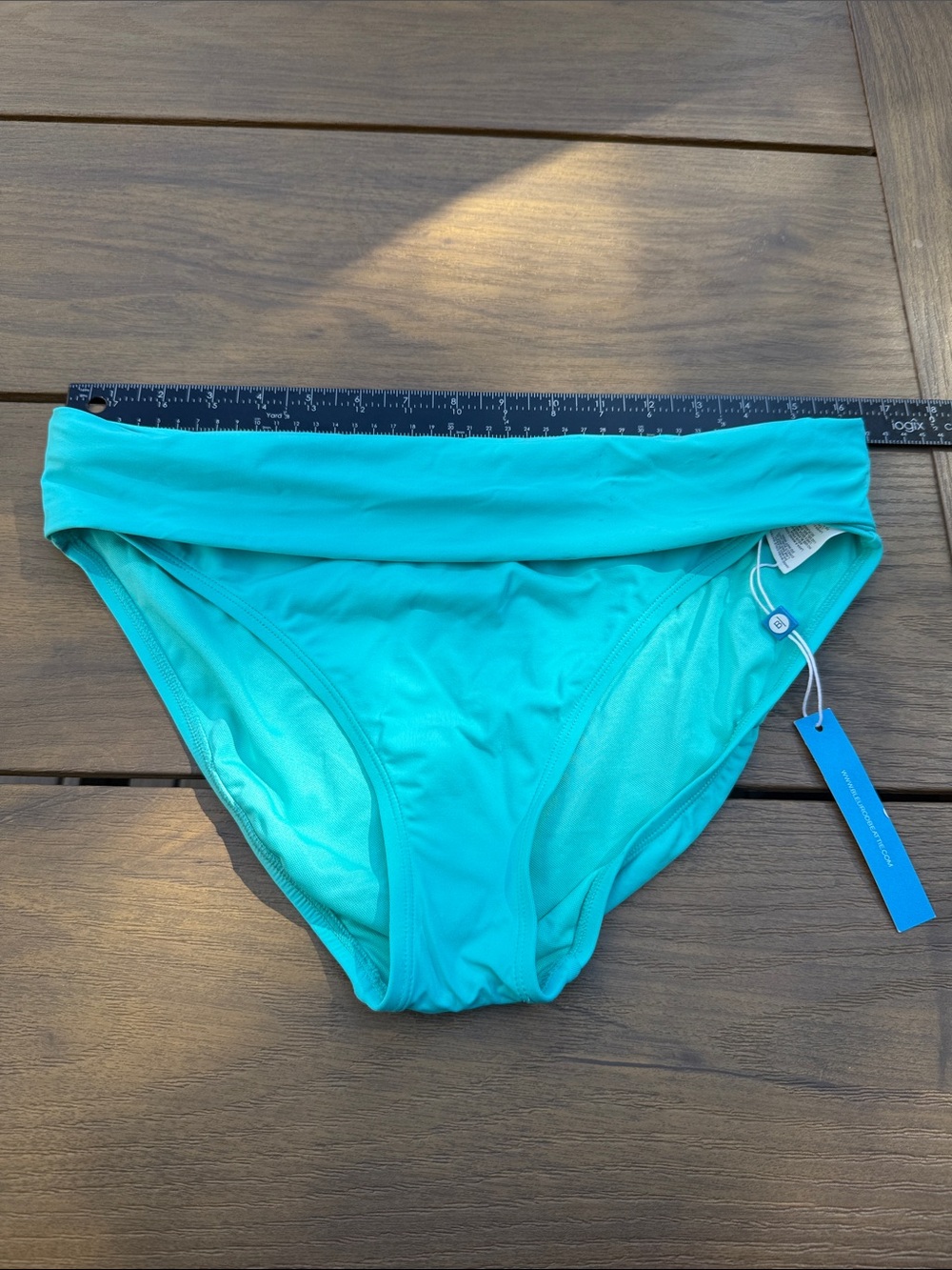 Bleu Rod Beattie Turquoise Fold-Over Bikini Bottom size 8 new with defect